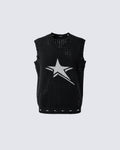 GRYFT Distressed Star Open-Knit Sweater Vest