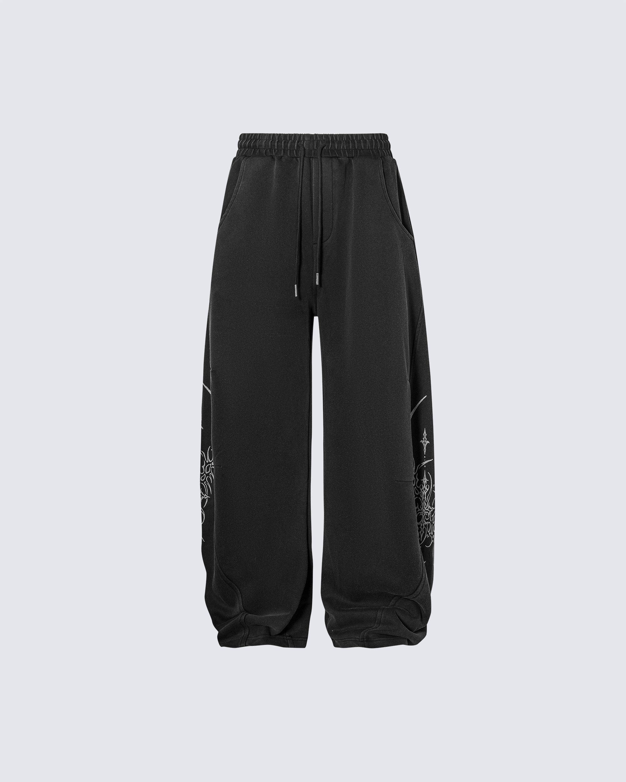 Graphic Wide-Leg Street Pants