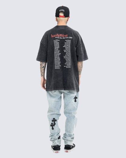 Dropout Bear Print Vintage Short Sleeve T-shirt