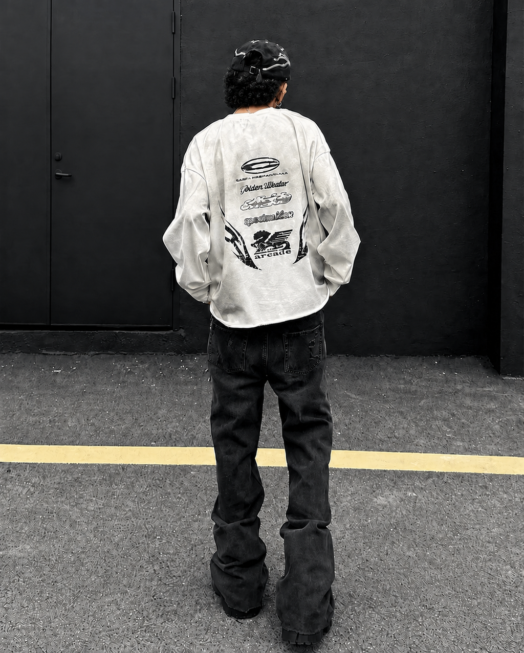 GRYFT Grunge Washed Printed Long Sleeve T-Shirt