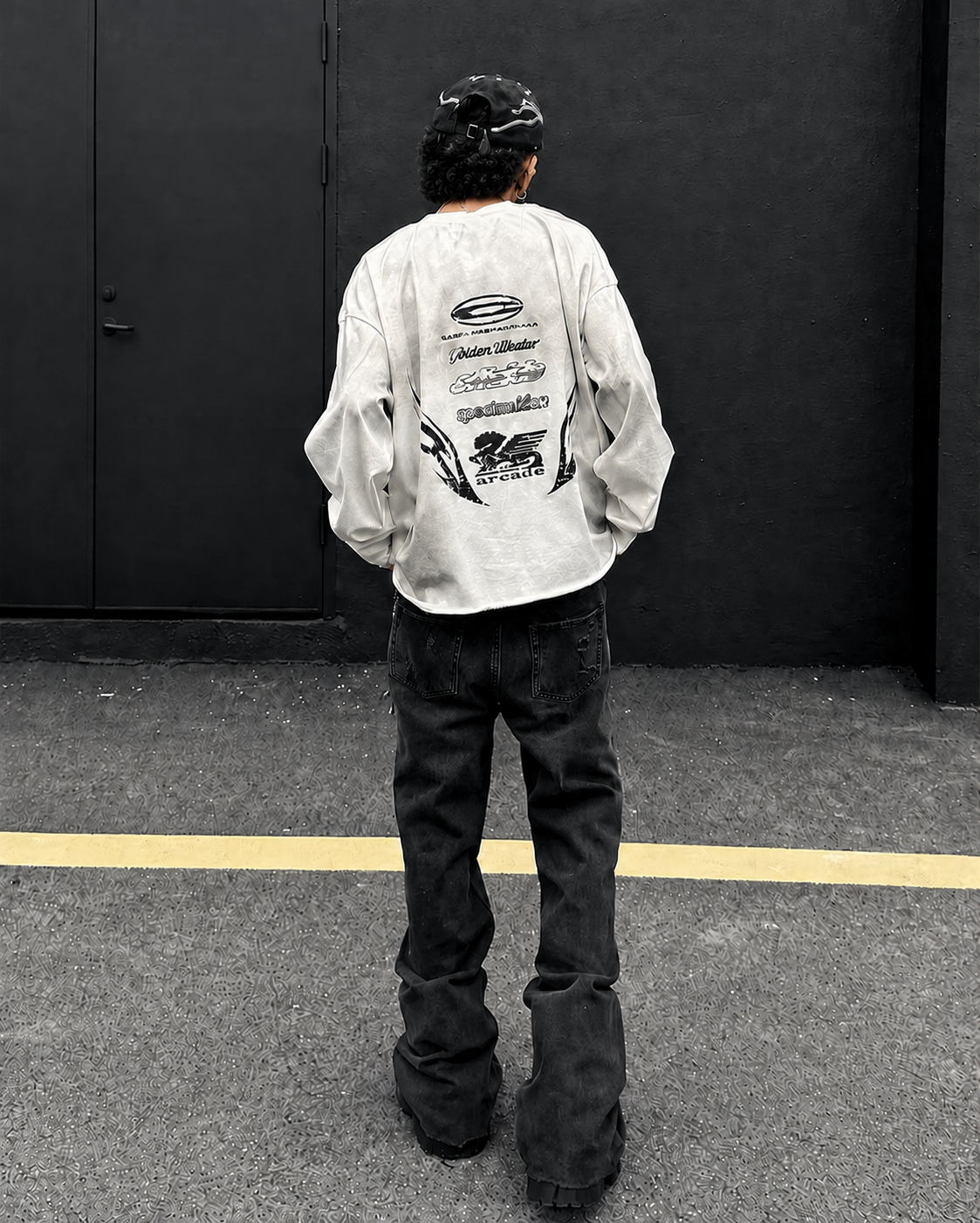 GRYFT Grunge Washed Printed Long Sleeve T-Shirt
