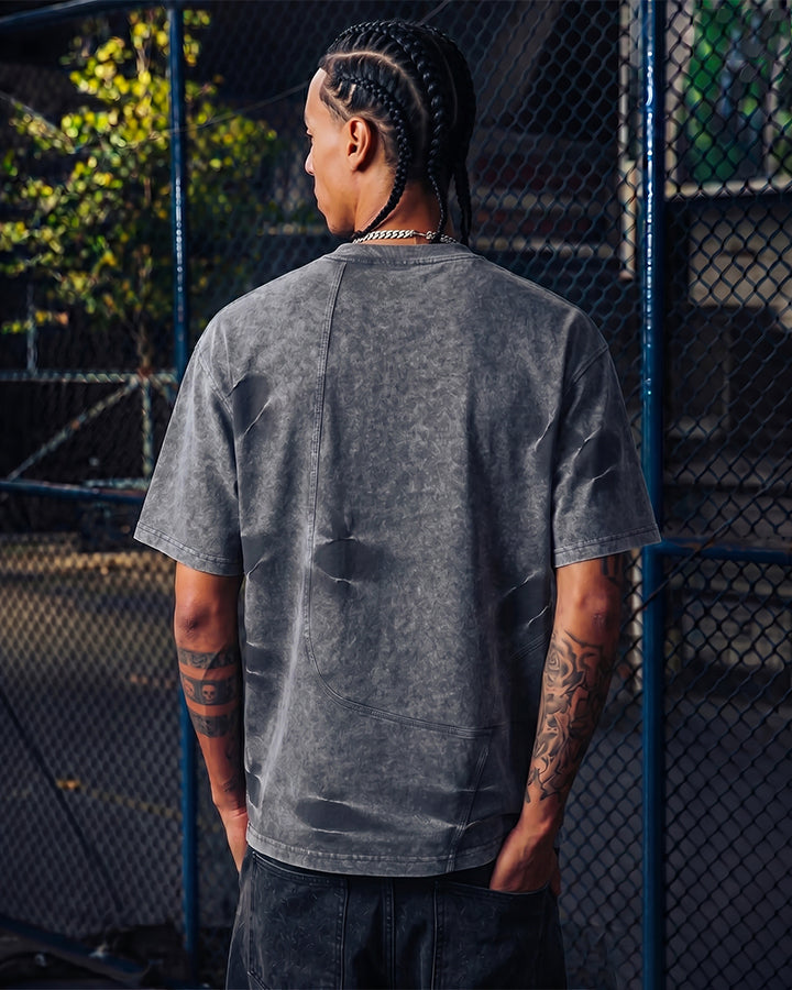 American Vintage Washed Patchwork Short Sleeve T
