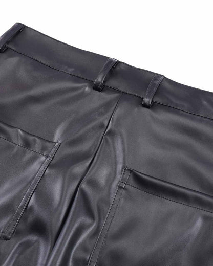 Pleated Pu Jeans