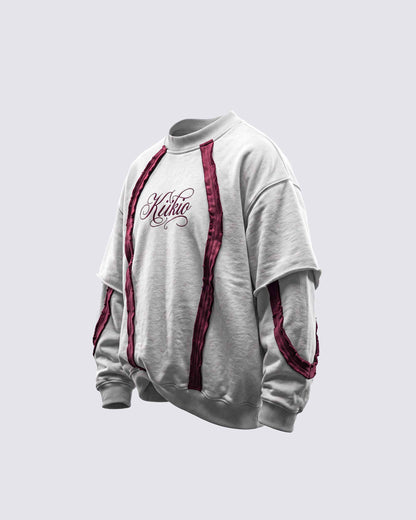 GRYFT SYMBIOTE Layered Raw-Edge Contrast Sweatshirt