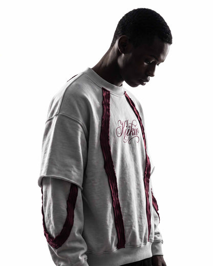 GRYFT SYMBIOTE Layered Raw-Edge Contrast Sweatshirt