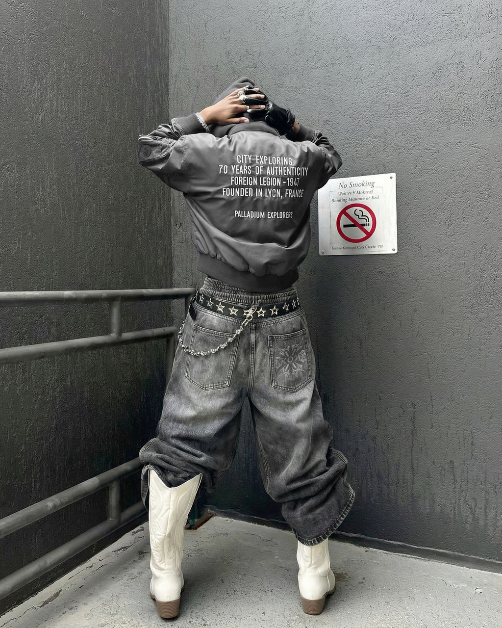 GRYFT-Double-Ended Washed Loose-Fit SweatPants
