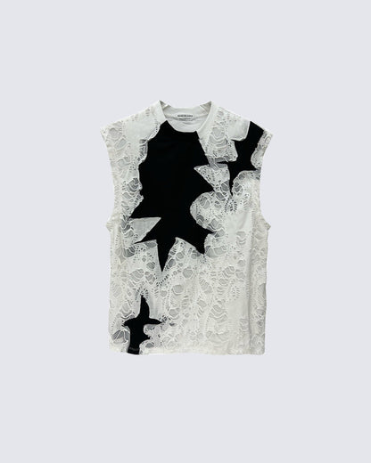 Gothic Distressed Mesh Sleeveless Top