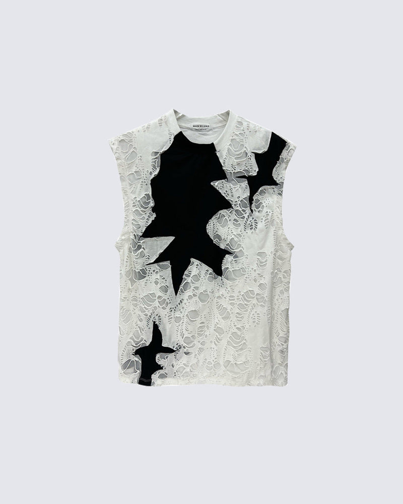 Gothic Distressed Mesh Sleeveless Top