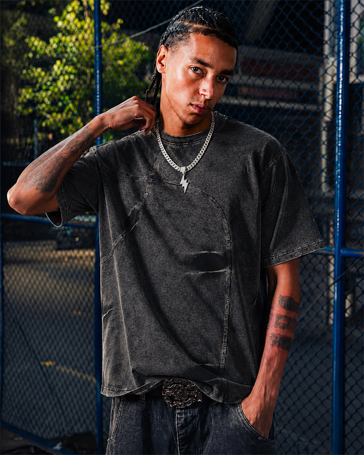 American Vintage Washed Patchwork Short Sleeve T