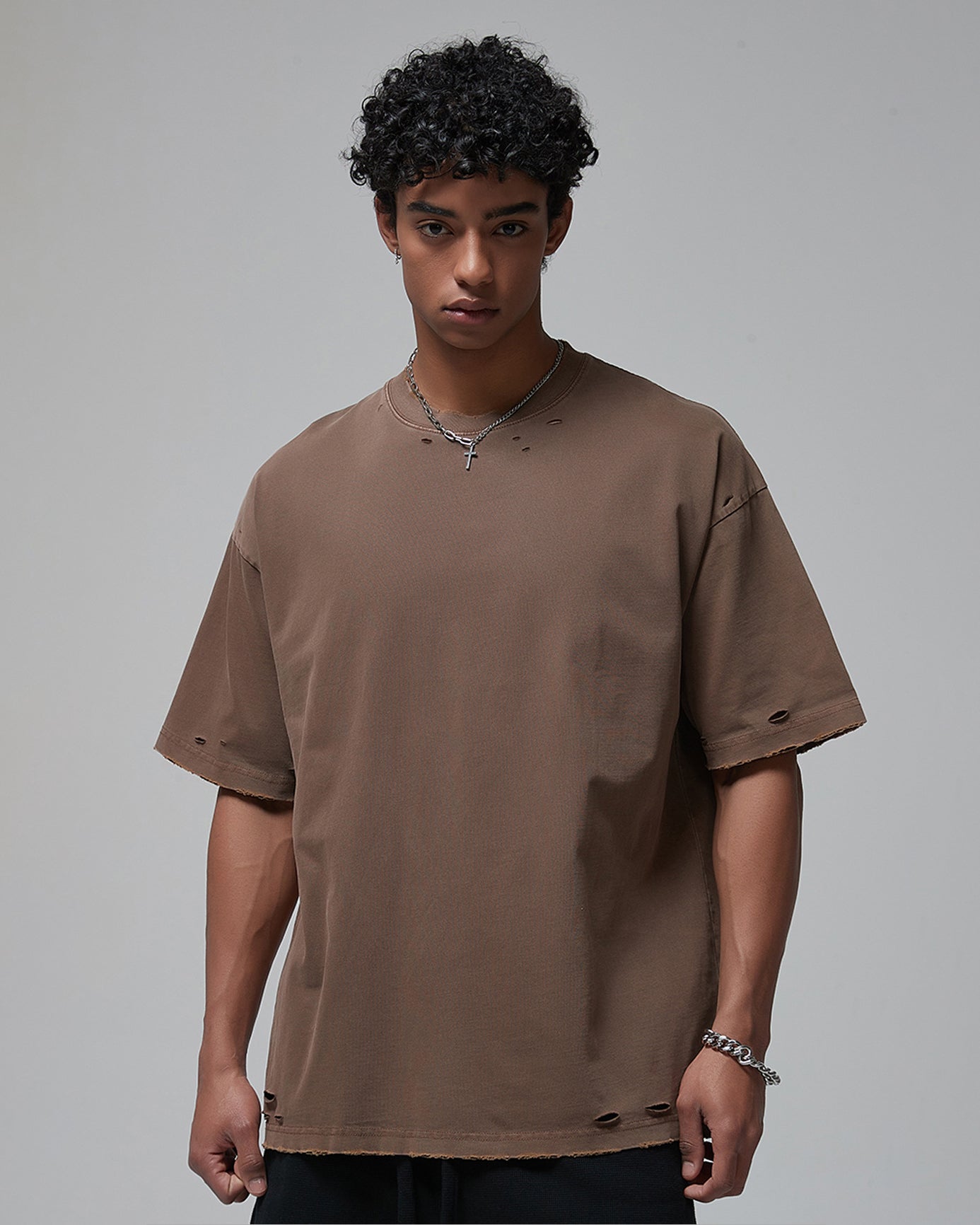 Street Fashion Distressed Short Boxy Tee