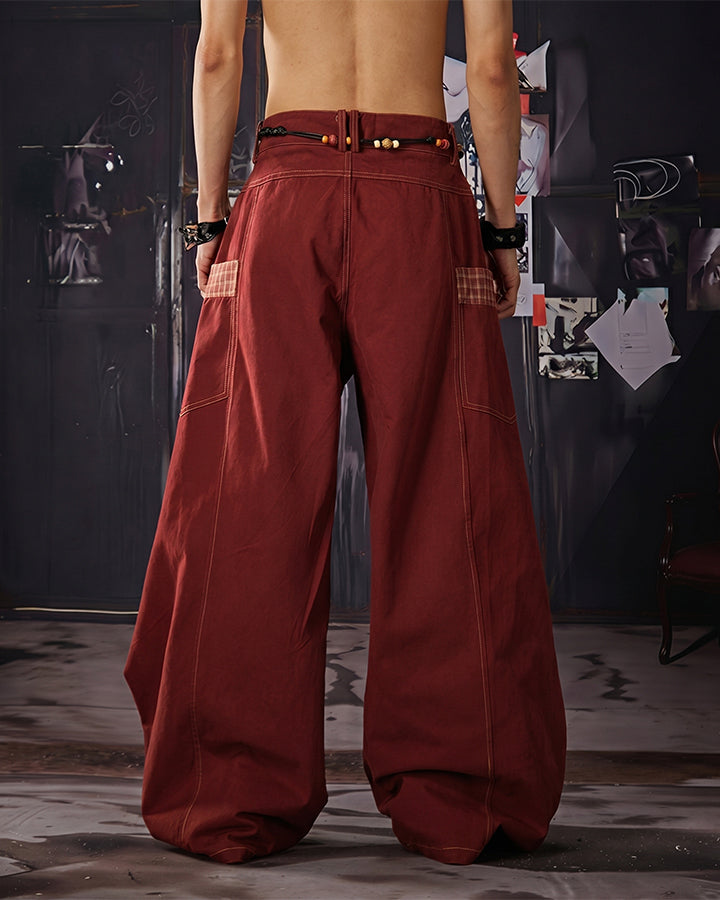 Deconstructed Double-Layer Panel Pants