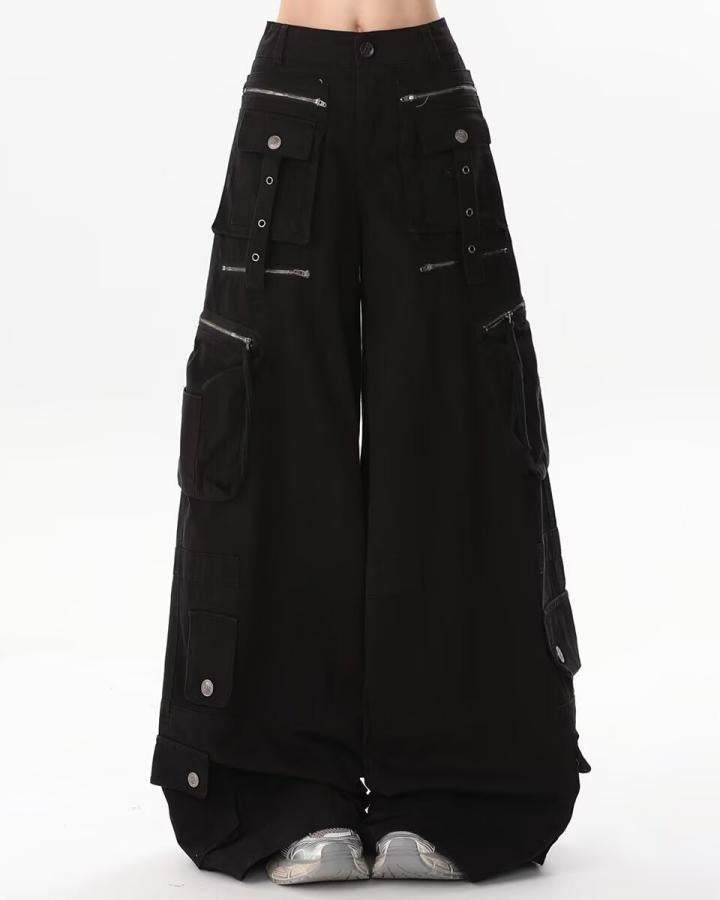 GRYFT Utility Zipper Cargo Wide-Leg Pants