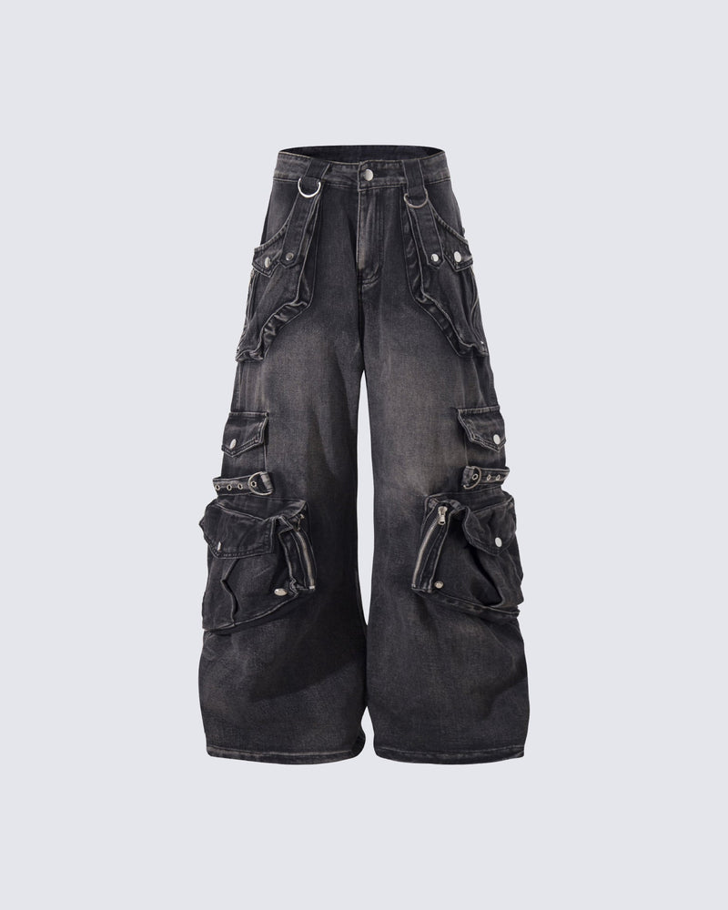 Vintage Streetwear Cargo Flared Jeans