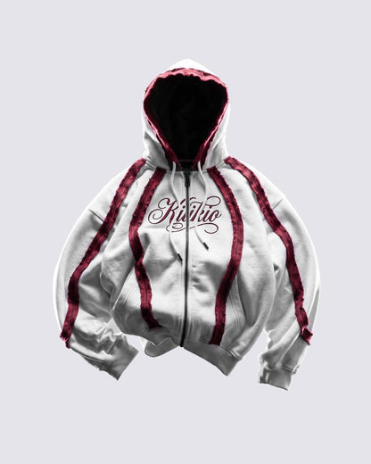 GRYFT SYMBIOTE Raw-Edge Contrast Zip-Up Hoodie