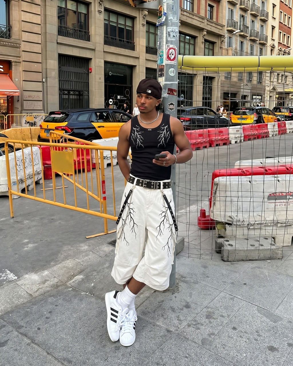 LIGHTNING Series | Gothic Chain Strap Utility Shorts