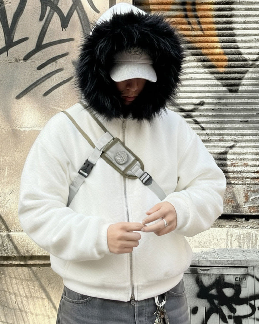 GRYFT Fur Collar Cozy Hoodie