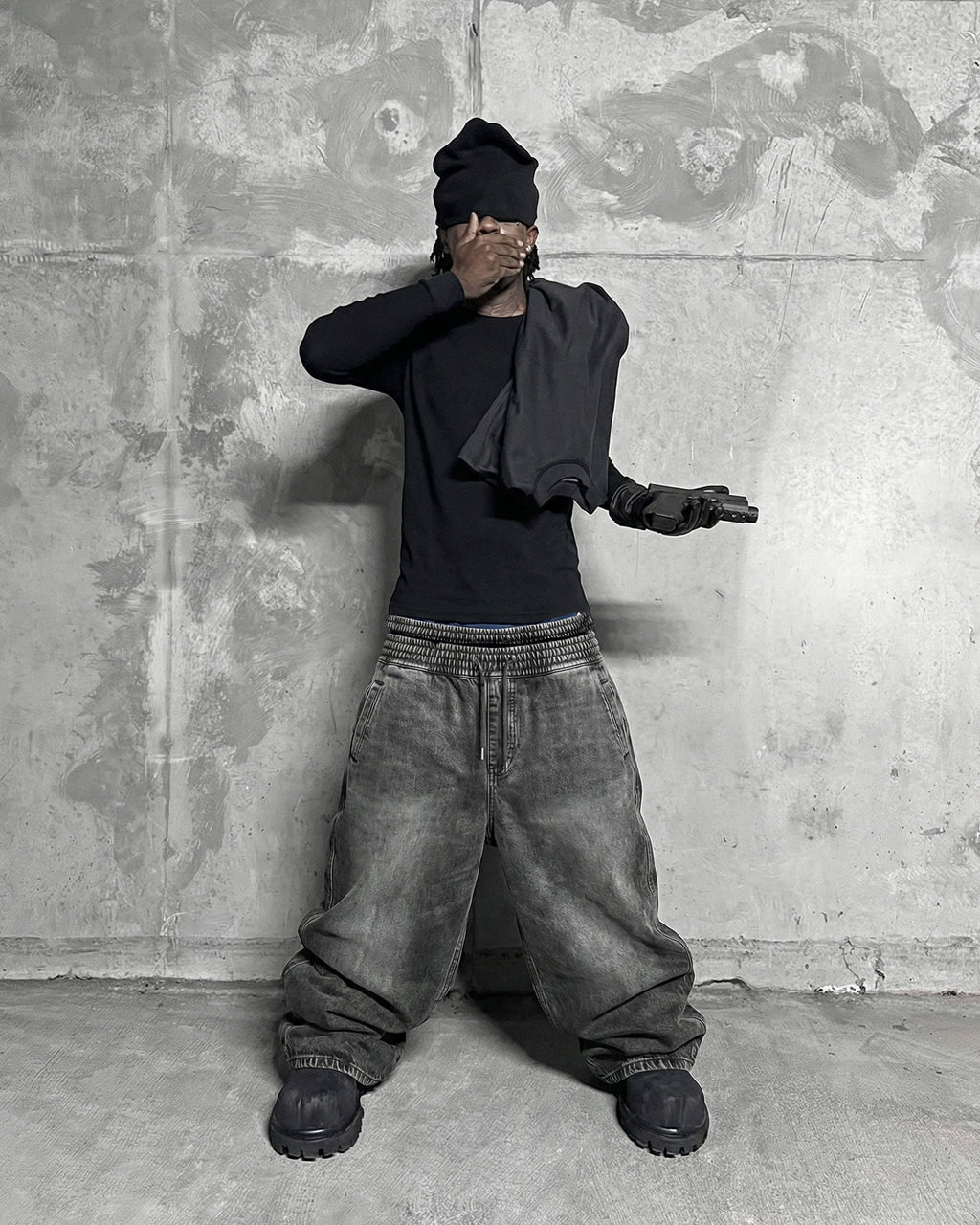 GRYFT-Double-Ended Washed Loose-Fit SweatPants