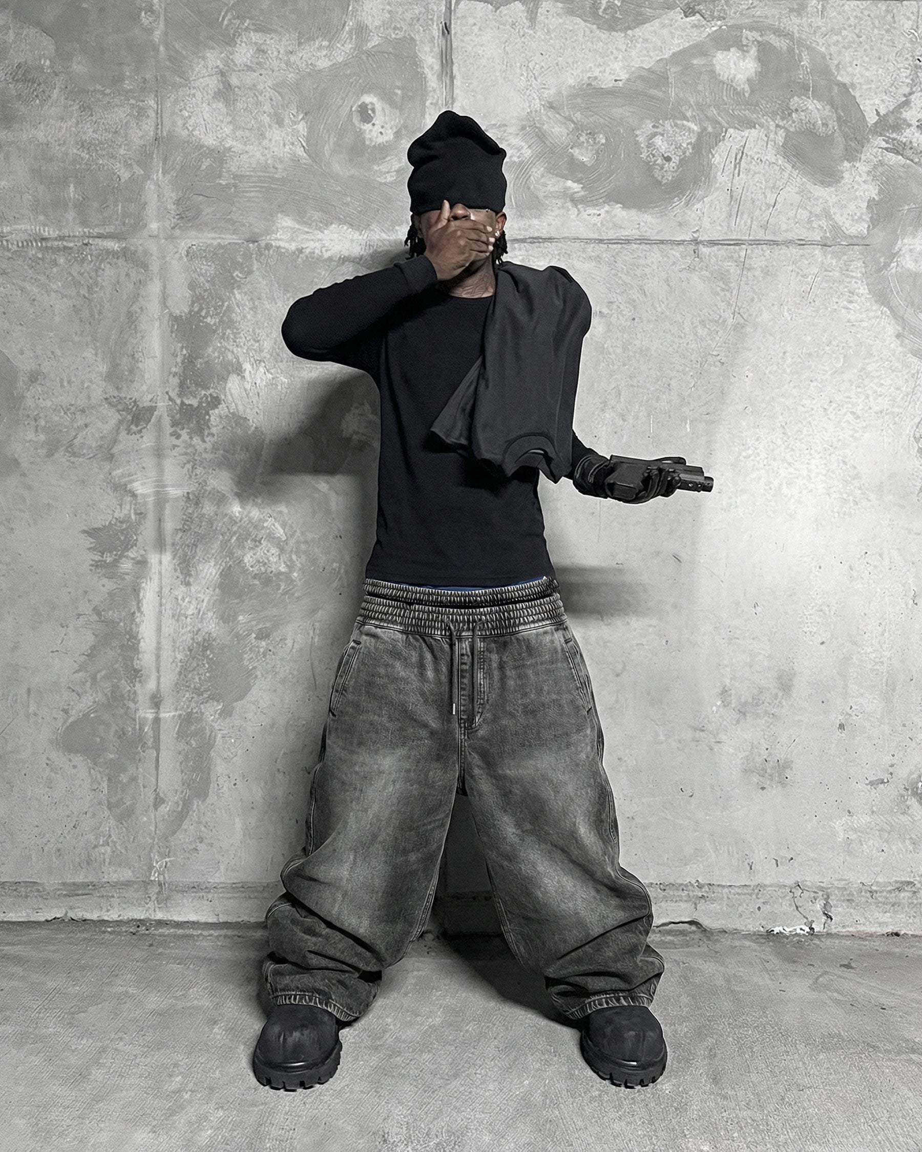GRYFT-Double-Ended Washed Loose-Fit SweatPants