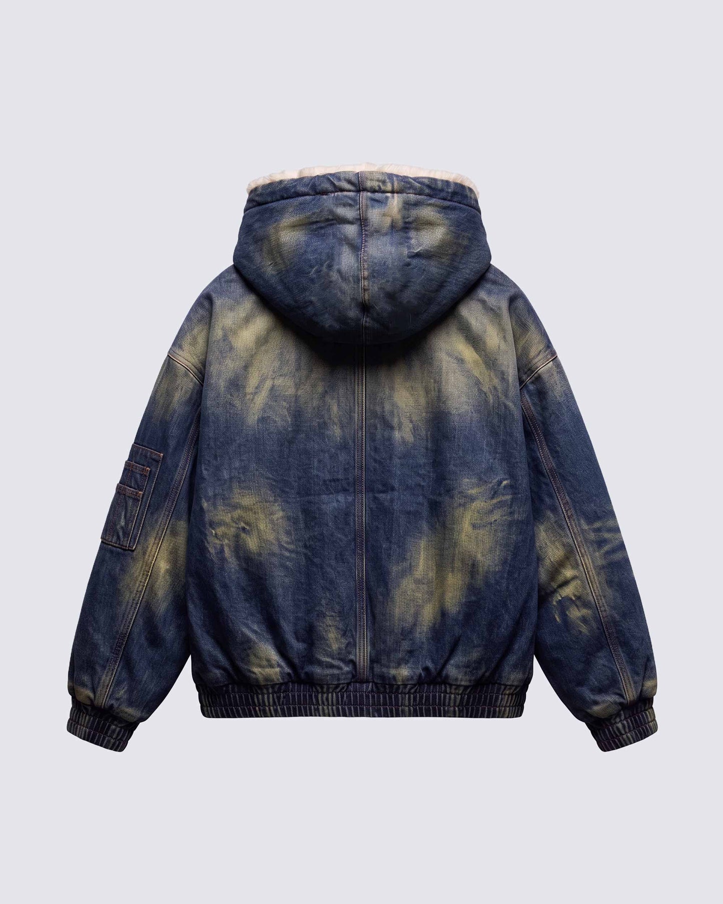 GRYFT SYMBIOTE Washed Fur-Lined Denim Hooded Jacket