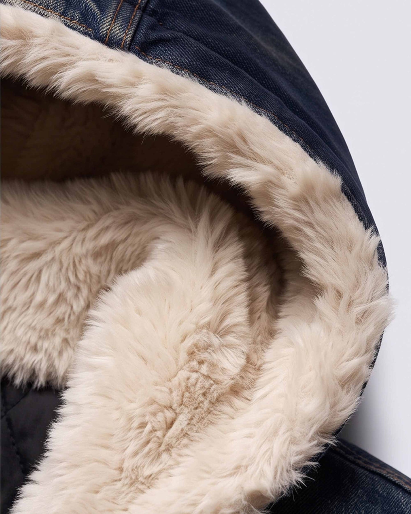 GRYFT SYMBIOTE Washed Fur-Lined Denim Hooded Jacket