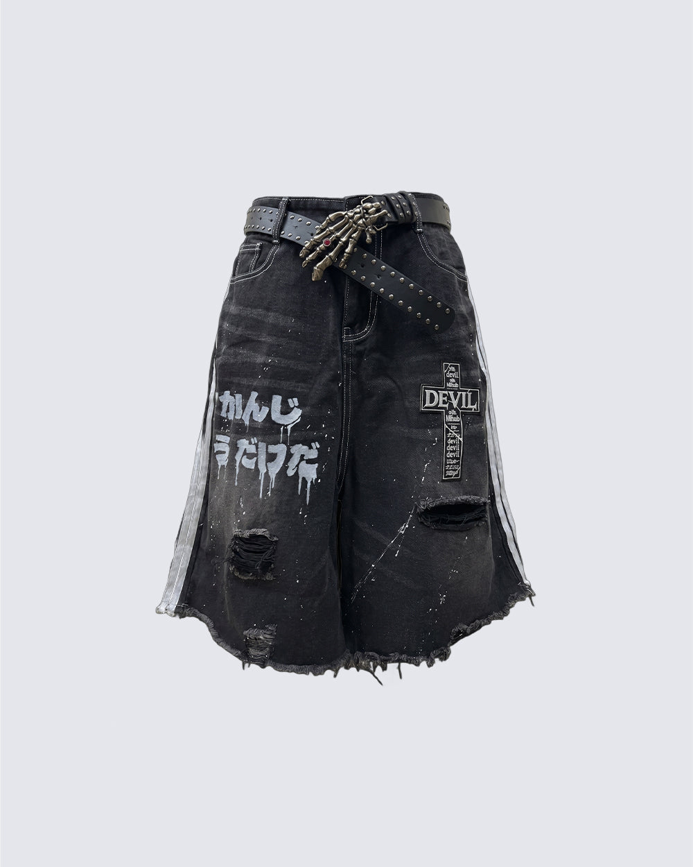 New Dark Gothic Distressed Denim Shorts