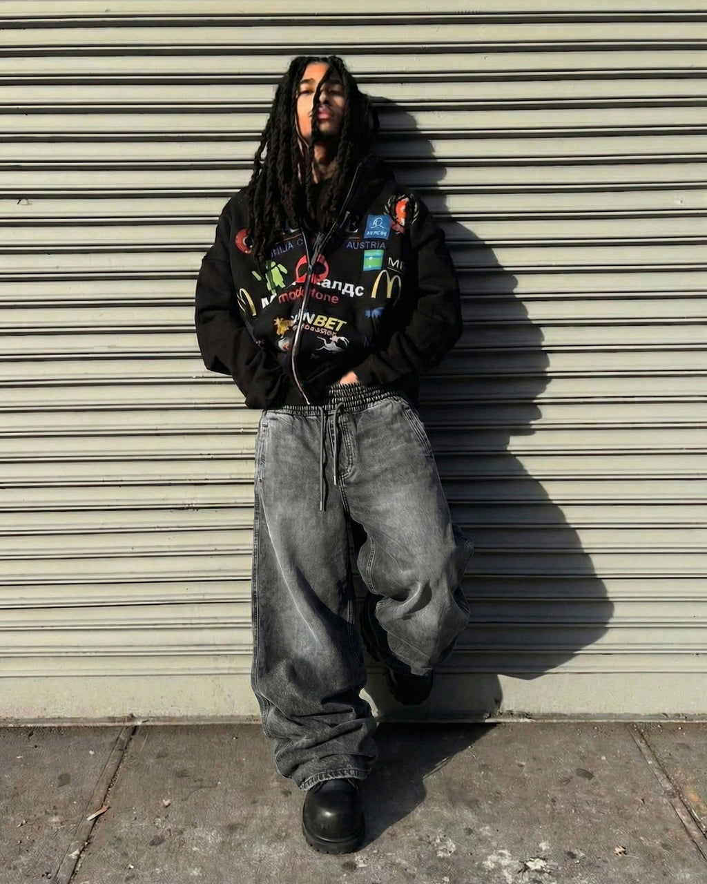 GRYFT-Double-Ended Washed Loose-Fit SweatPants