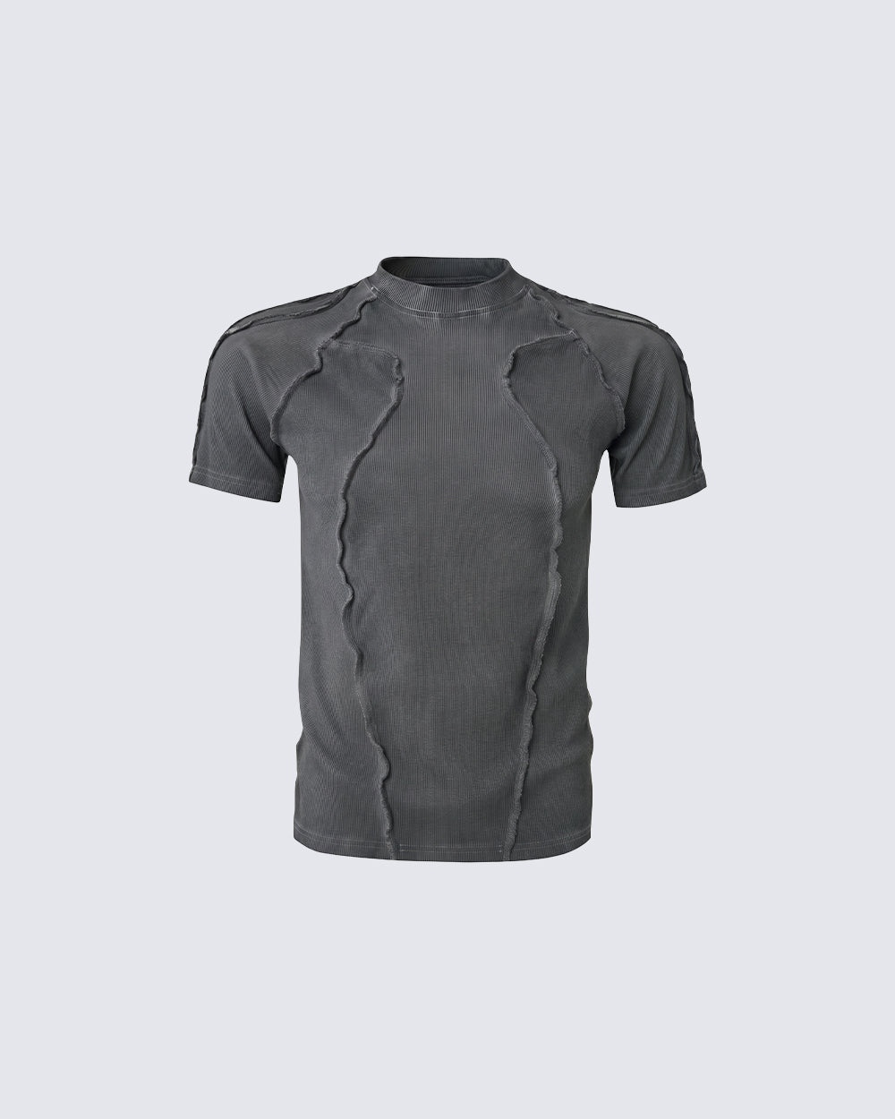 Dark Washed Deconstructed Seam Short Sleeve T-Shirt