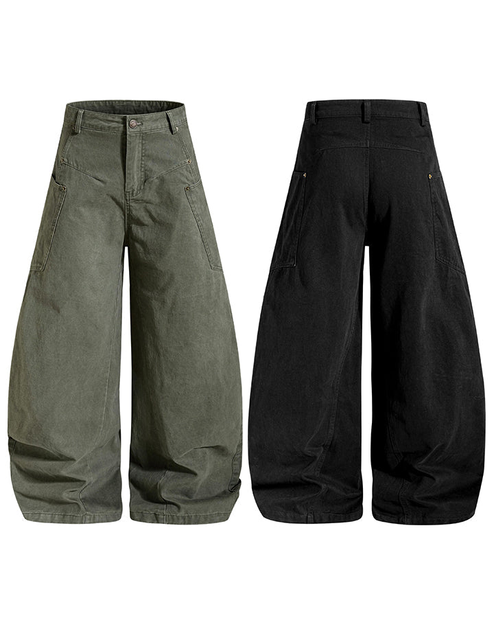 GRYFT Utility Washed Baggy Curved Leg Pants