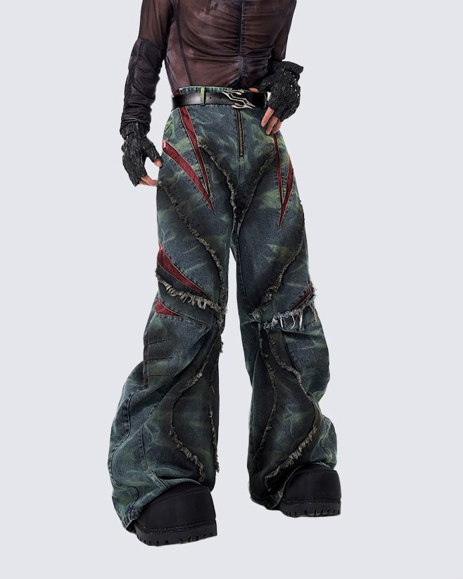 GRYFT Distressed Ripped Denim Pants – Streetwear with Unique Torn Details