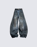 Washed Reverse-Waist Wide-Leg Jeans