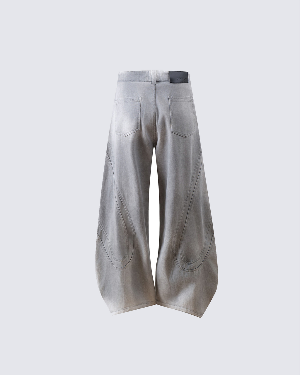 Grey Wide-Leg Panel Denim Pants