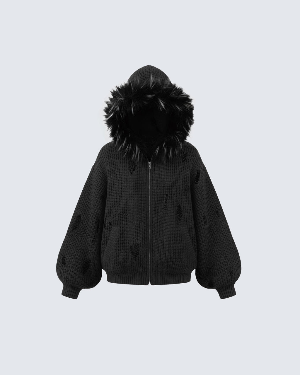 GRYFT Destroyed Knitted Sweater Plush Coat