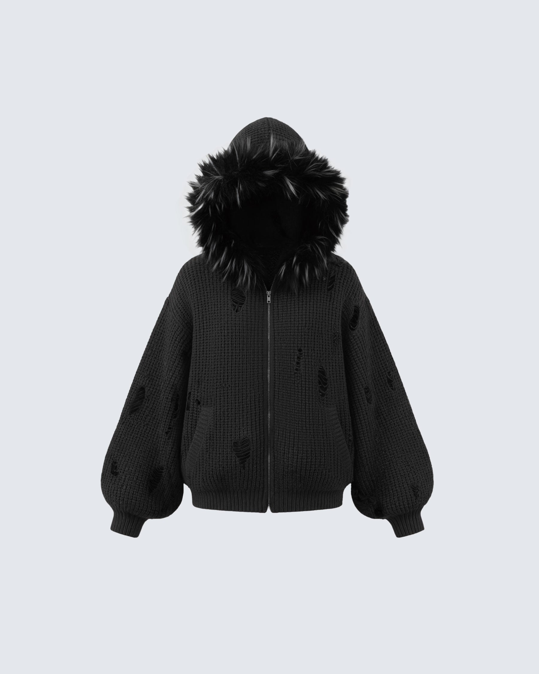 GRYFT Destroyed Knitted Sweater Plush Coat