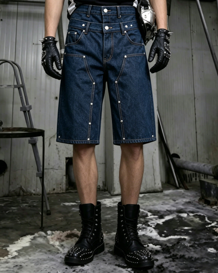 Layered Pocket Denim Shorts