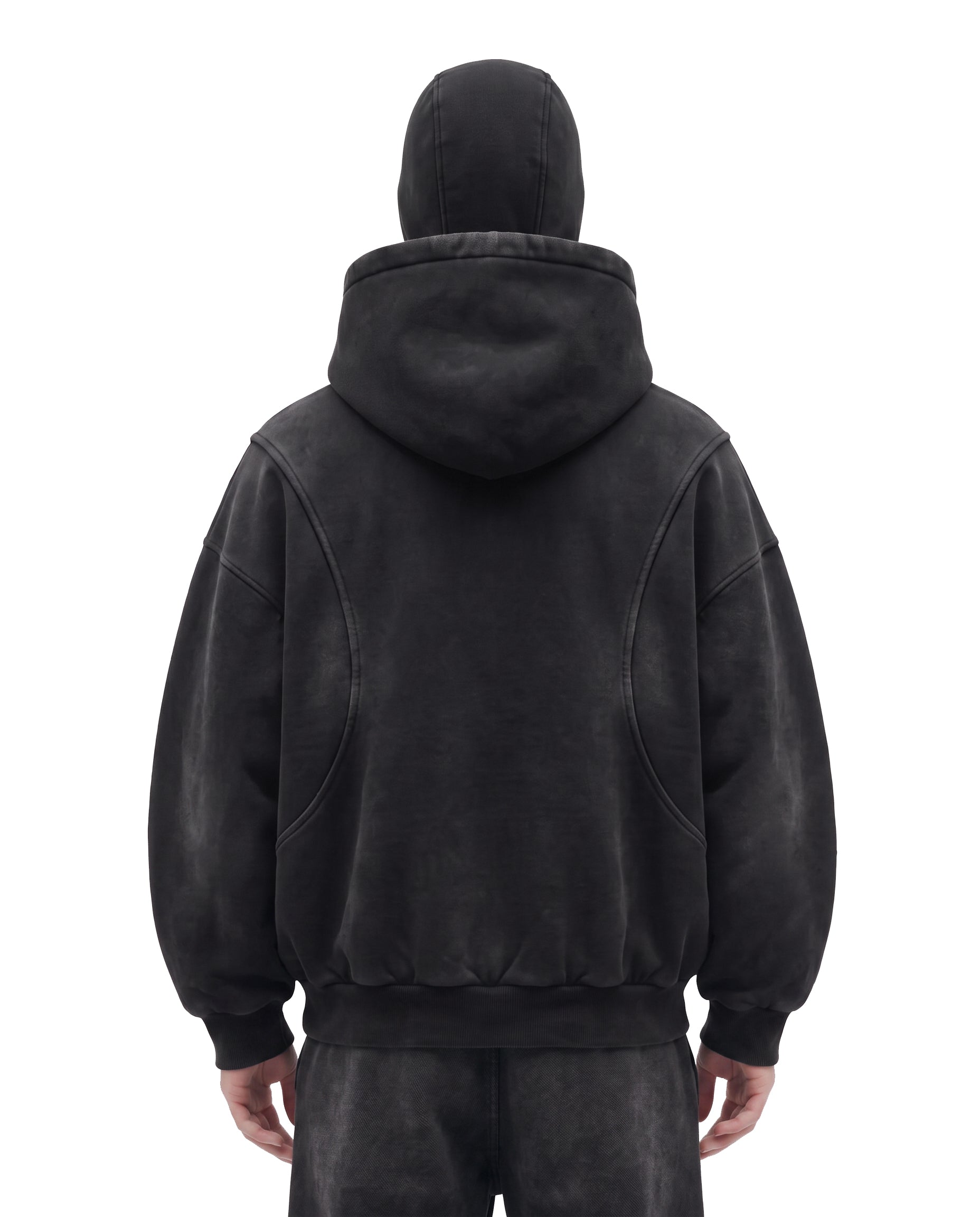 GRYFT Vintage Washed Balaclava Double Layer Zip-Up Hoodie