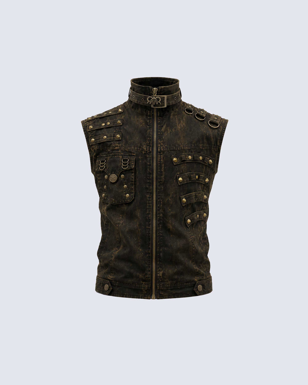 GRYFT Retro-Style Distressed Metal-Rivet Versatile Vest