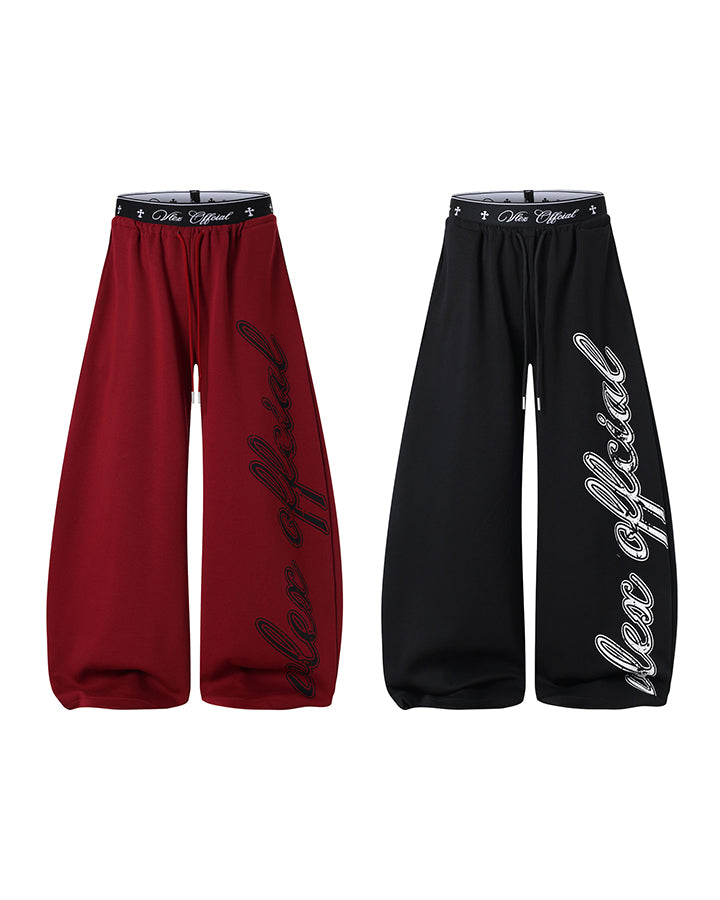GRYFT Retro Letter Print Wide Leg Sweatpants