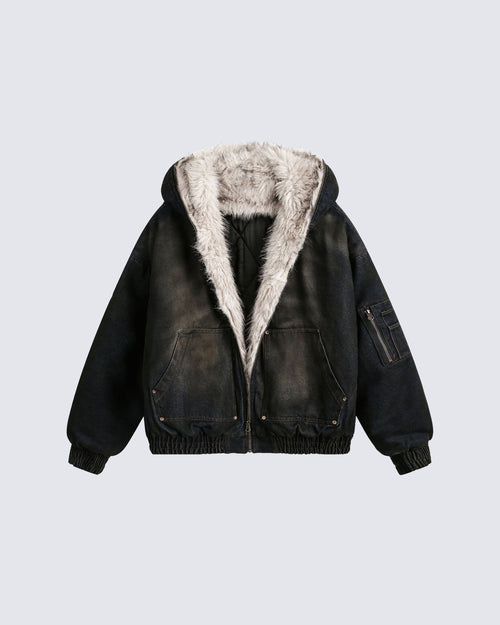 Vintage Distressed Hooded Jacket