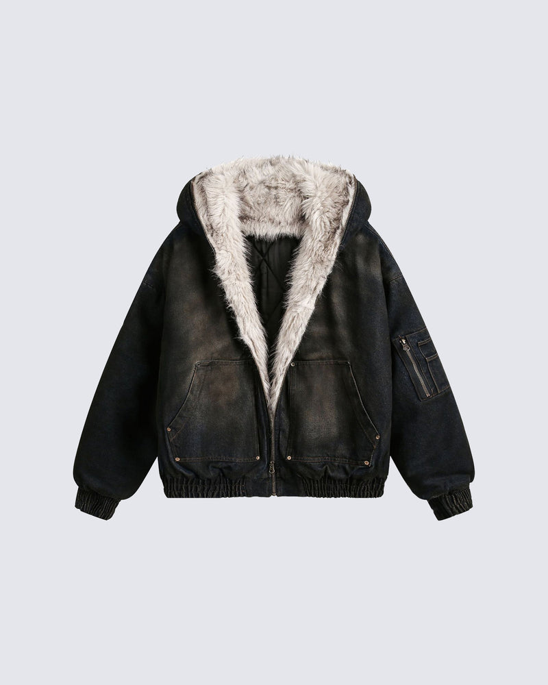 Vintage Distressed Hooded Jacket