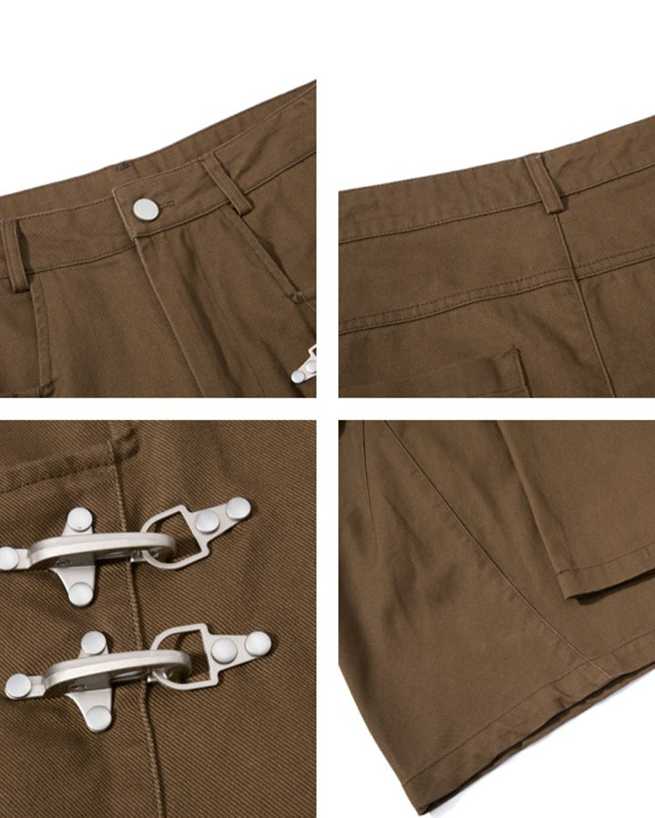 GRYFT Gothic Buckle Draped Wide Leg Pants
