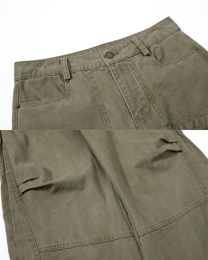 GRYFT Utility Washed Pleated Curve Pants