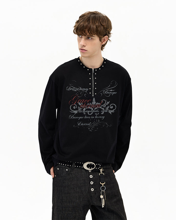 GRYFT Gothic Zipper Studded Tee