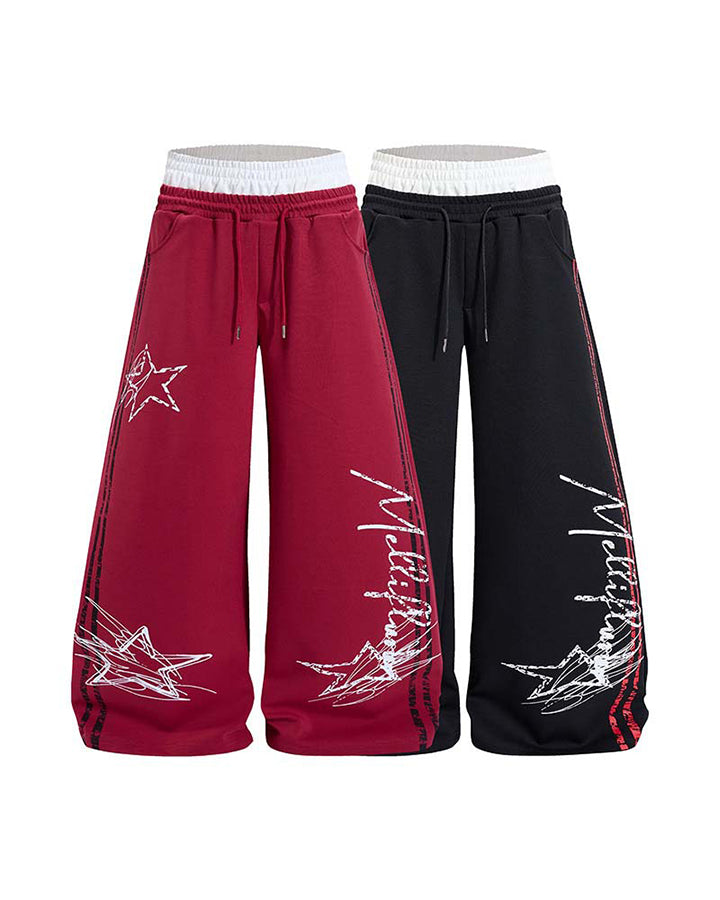 GRYFT Y2K Star Graphic Wide Leg Pants