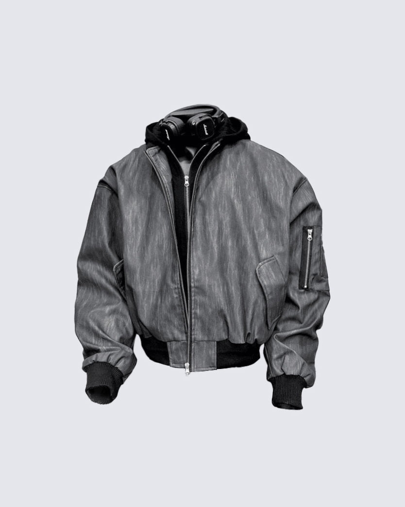 GRYFT Leather Bomber Jacket