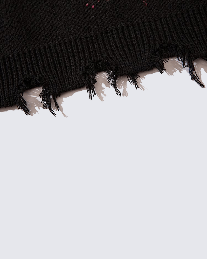 Punk Star Chain Distressed Knit Sweater