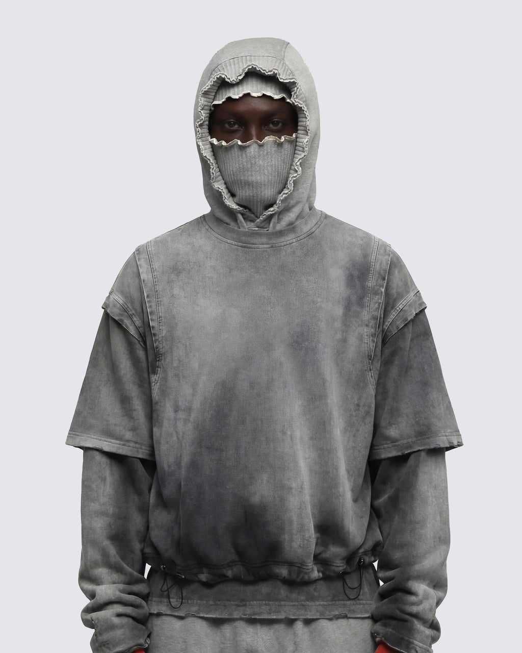 GRYFT-Vintage Washed Layered Long-T-Shirt