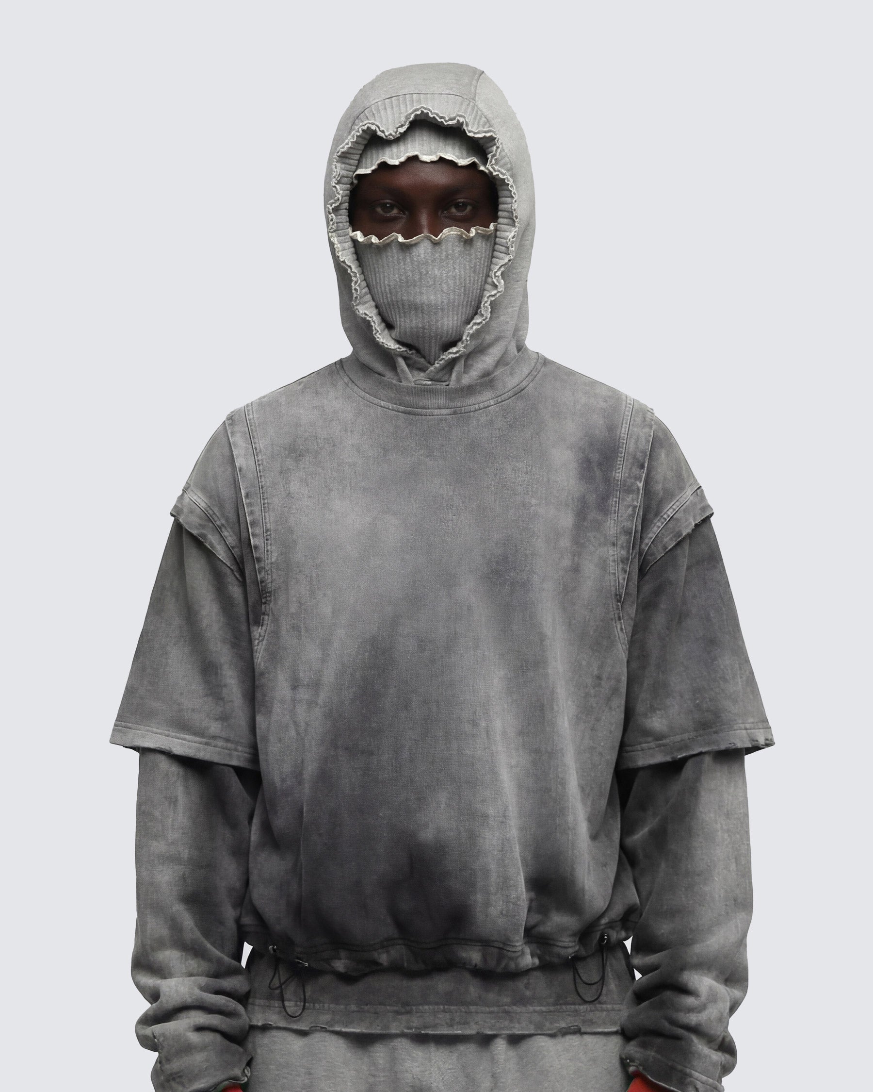 GRYFT-Vintage Washed Layered Long-T-Shirt