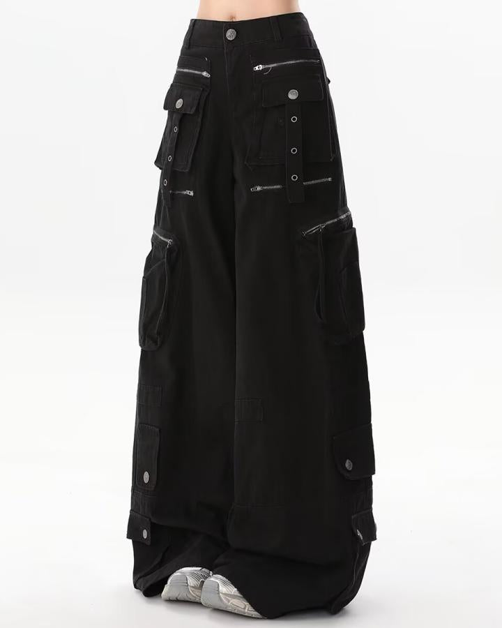 GRYFT Utility Zipper Cargo Wide-Leg Pants