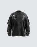 LIGHTNING Series | Washed Layered Long Sleeve T-Shirt