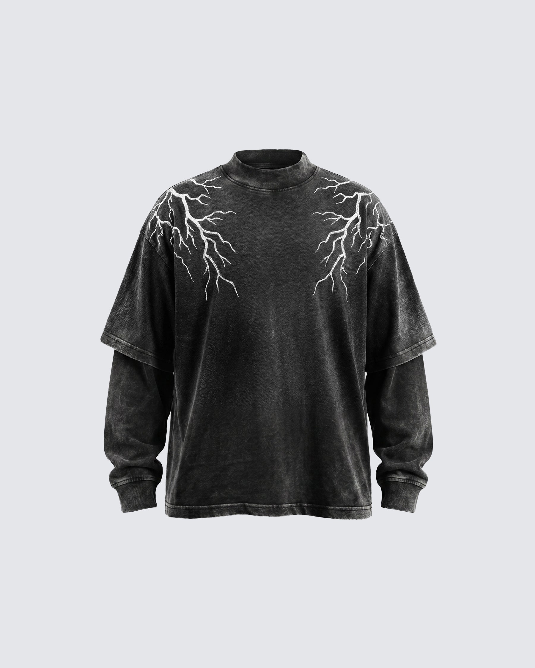 LIGHTNING Series | Washed Layered Long Sleeve T-Shirt